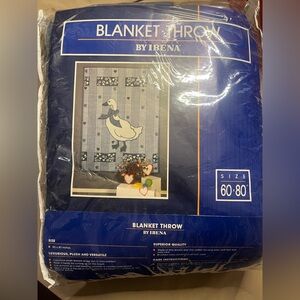 NWT Vintage 1985 Ibena Dolan Blue Goose Design Blanket/Throw Size 60”X80”